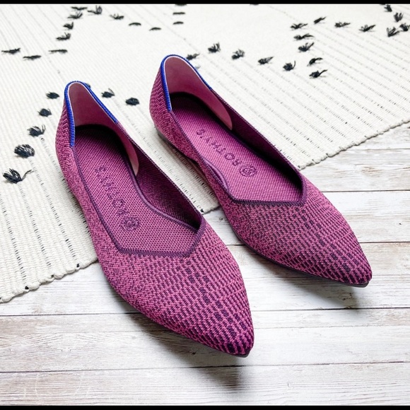 Rothy’s RARE Fig Python Print Point Flats Slip On Purple Size 9 NWT - Picture 2 of 8